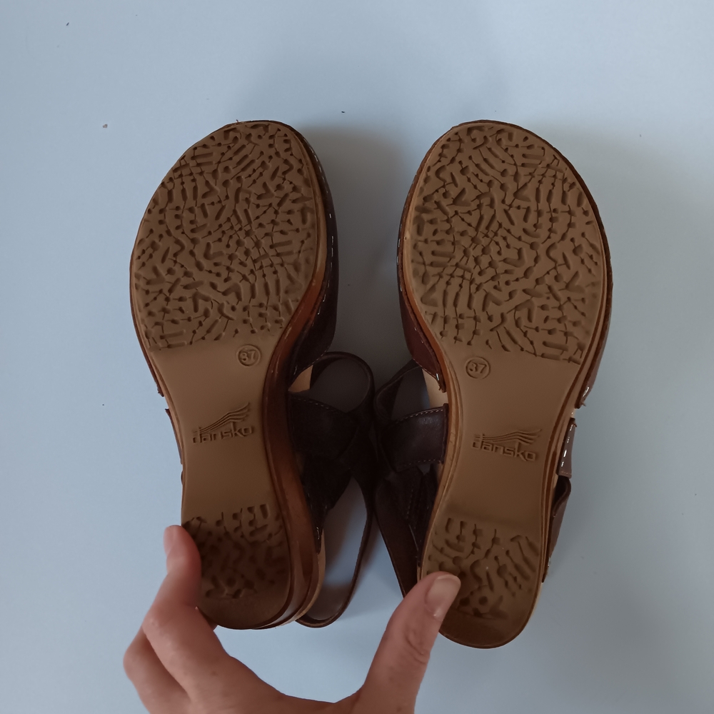 Dansko Taci Mary Jane Brown Leather Wooden Clogs Size 37 | 6.5 - 7 - Picture 6 of 7